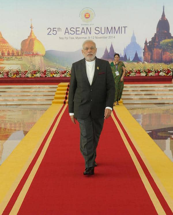 PM Narendra Modi striding confidently to engage the ASEAN. -twitter