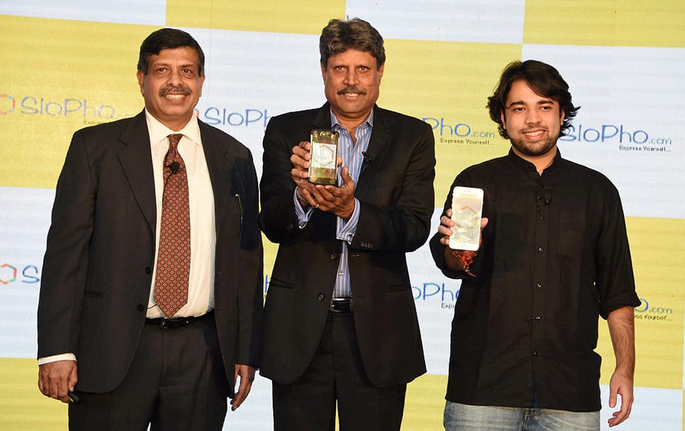 Former cricket captain Kapil Dev at the launch of SloPho, Indias first gamified collaboration platform, in New Delhi.