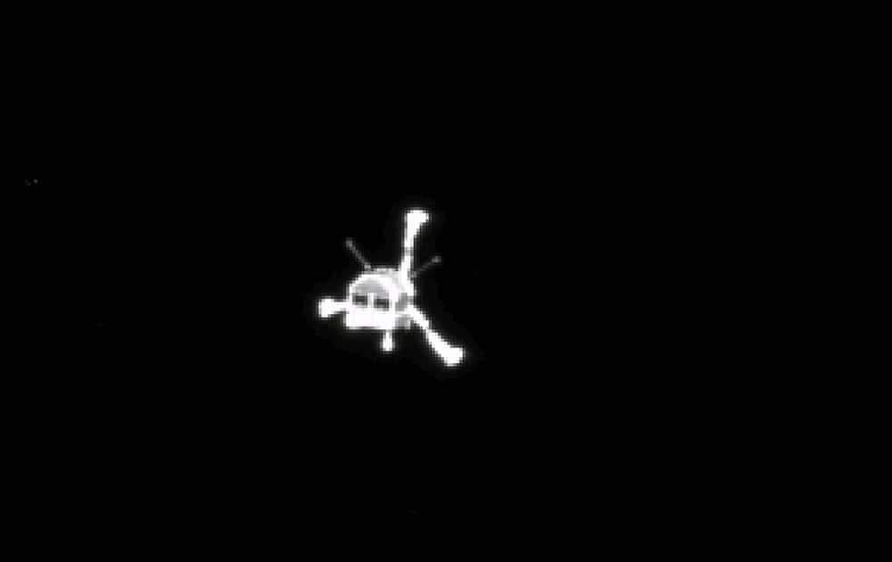 The picture of the Philae lander released by the European Space Agency ESA, was taken by Rosetta's OSIRIS system shortly after its separation from the mother spaceship.