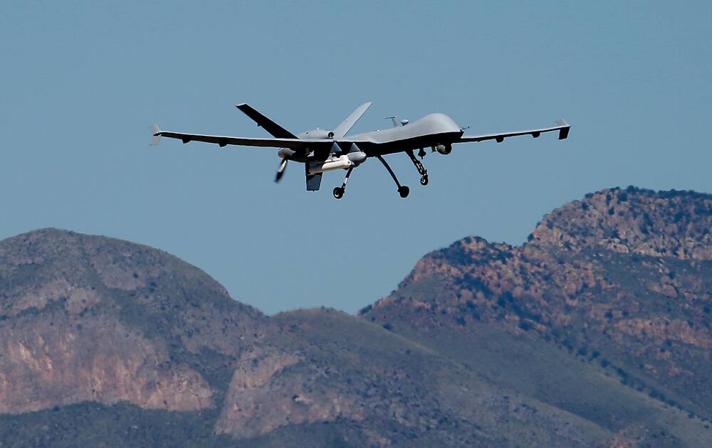 The US government now patrols nearly half the Mexican border by drones alone in a largely unheralded shift to control desolate stretches where there are no agents, camera towers, ground sensors or fences, and it plans to expand the strategy to the Canadian border.