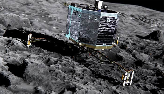 Philae lander &#039;bounced twice&#039; on comet but is now stable, confirm Rosetta mission scientists 