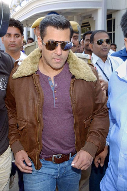 Salman Khan arrives at the Jodhpur court for a hearing in the 1998 Blackbuck poaching case in Jodhpur.