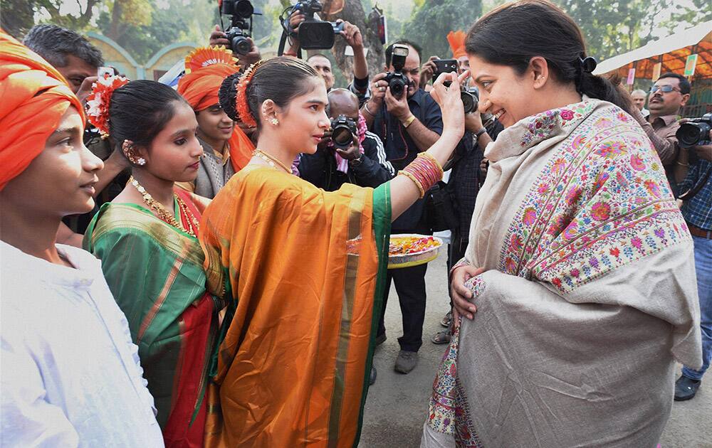 HRD Minister Smriti Irani during Bal Diwas celebrations at Bal Bhavan in New Delhi.