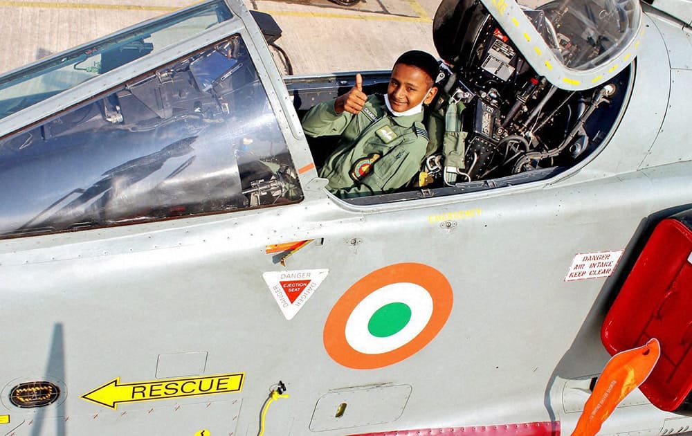 Master Chandan who is suffering from cancer, during a visit to Air Force Station, Ambala.