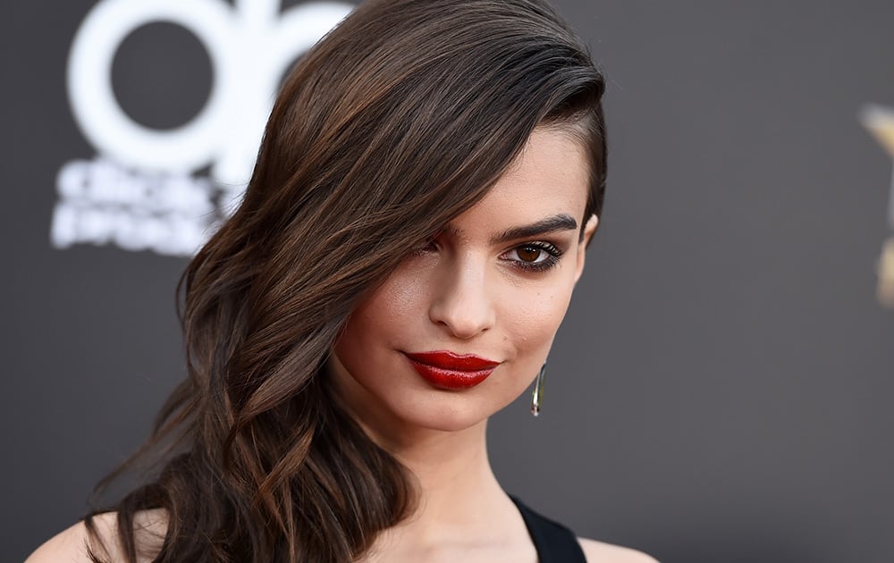 Emily Ratajkowski arrives at the Hollywood Film Awards at the Palladium in Los Angeles.