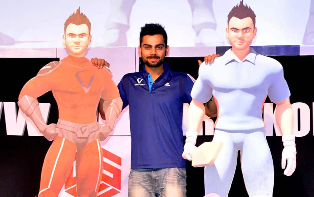 Cricketer Virat Kohli at the launch of website, logo and 3D animated character in Gurgaon.