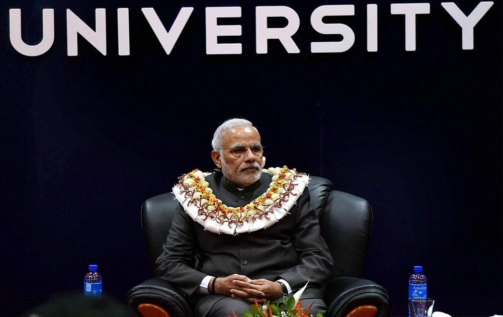 Prime Minister Narendra Modi during a function at Fiji National University in Suva.