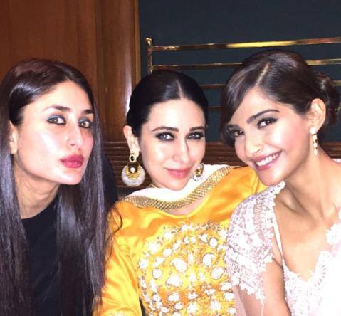 Kareena was spotted hanging out with Karisma and Sonam in Delhi last night. -twitter