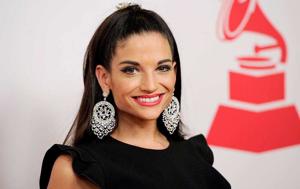 Natalia Jimenez arrives at the Latin Recording Academy Person of the Year Tribute honoring Joan Manuel Serrat at the Mandalay Bay Resort and Casino in Las Vegas.