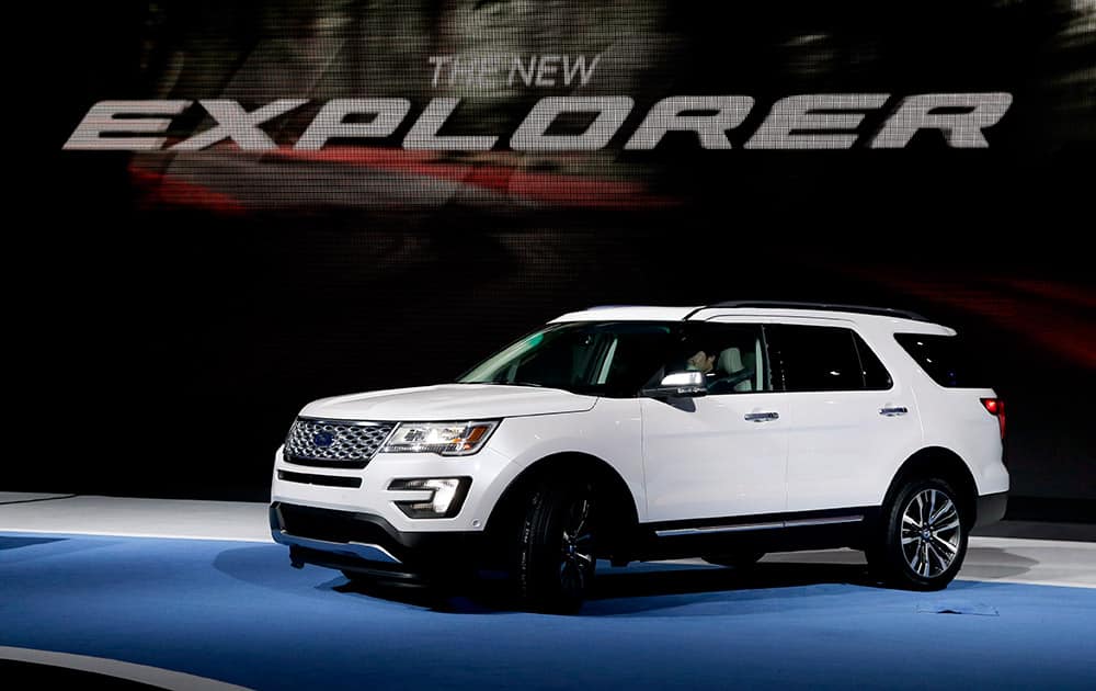 The 2016 Ford Explorer is presented during the Los Angeles Auto Show, in Los Angeles.