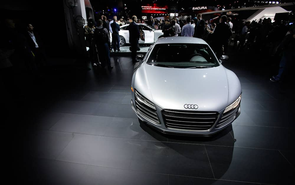 The 2015 Audi R8 is on display during the Los Angeles Auto Show, in Los Angeles.