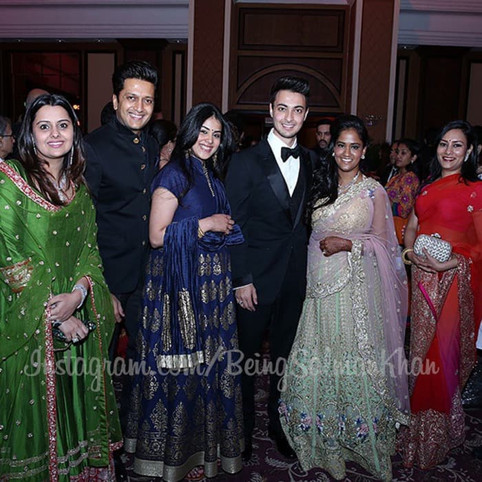 The young couple with Riteish Deshmukh and his family.