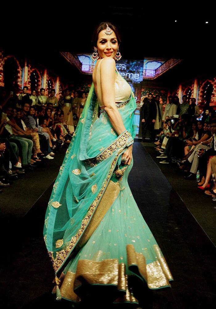 Bollywood actor Malaika Arora Khan during a fashion show in Mumbai.