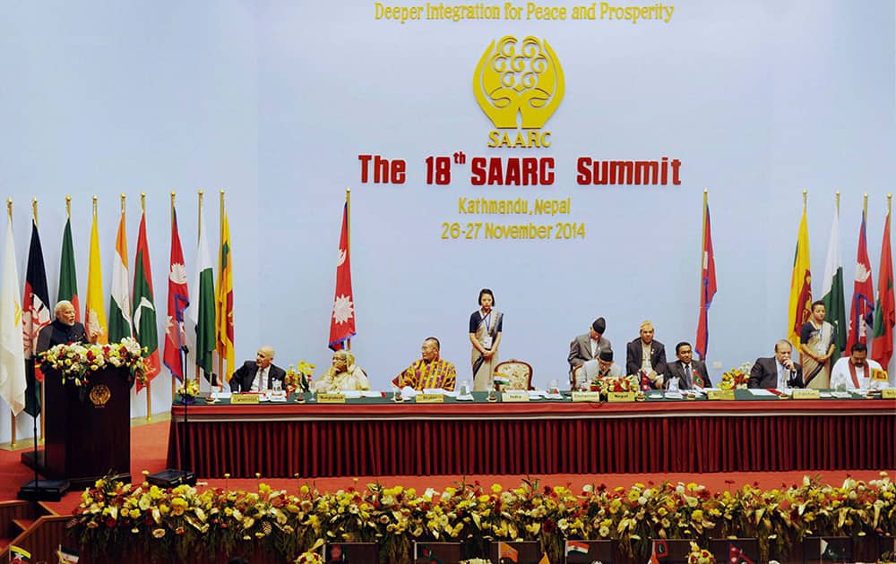 PM Narendra Modi addresses the inaugural session of 18th SAARC Summit in Kathmandu.