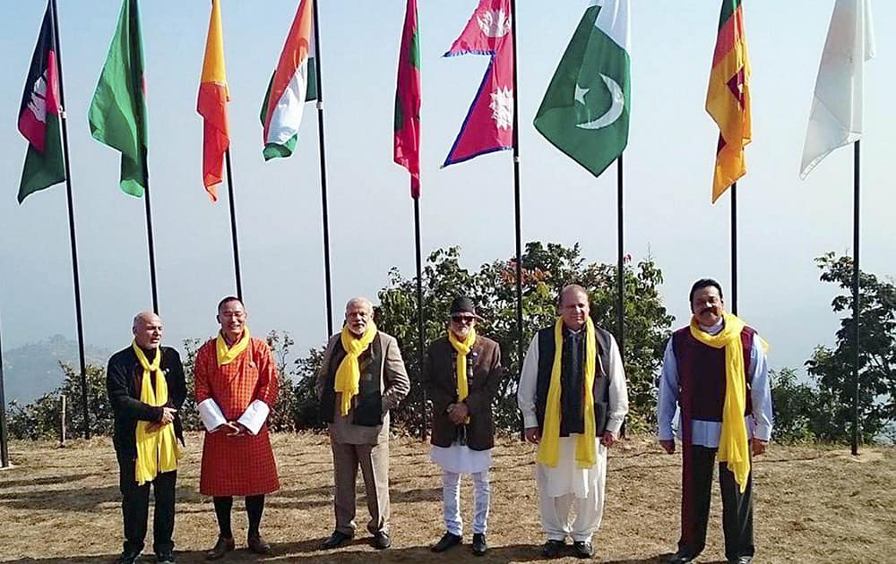 Prime Minister Narendra Modi along with other SAARC leaders during the 18th SAARC Summit in Dhulikhel, Nepal.