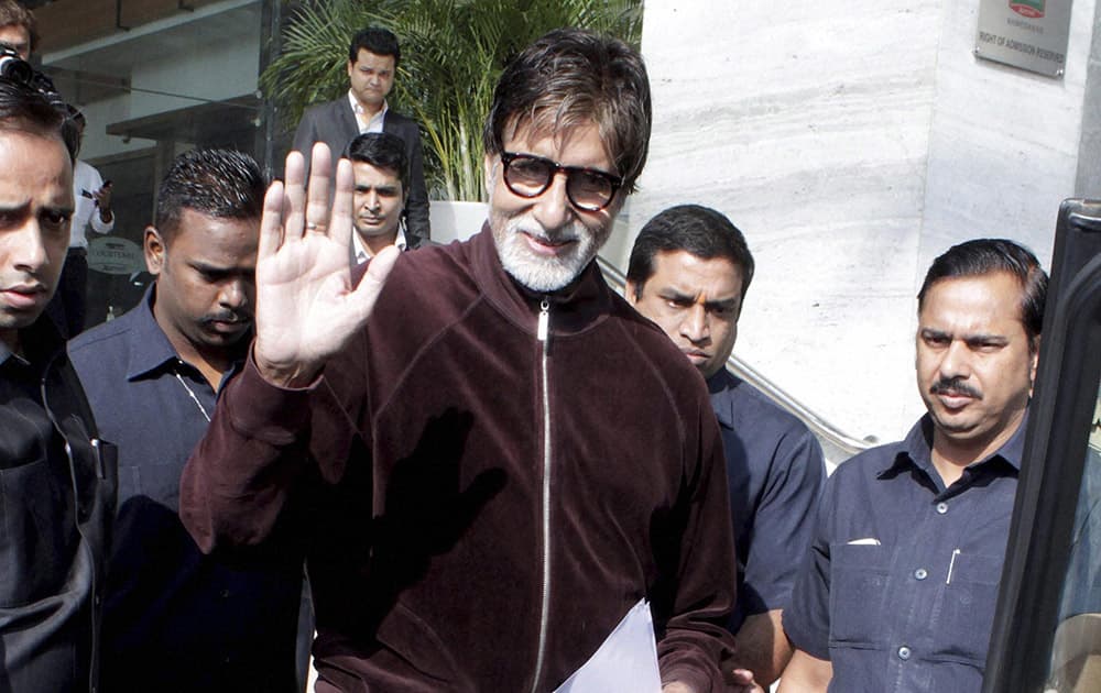 Amitabh Bachchan at a hotel in Ahmedabad.