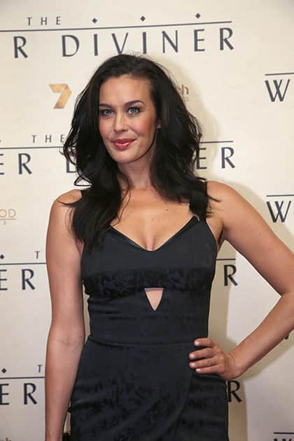 Australian actress and model Megan Gale arrives to the world premiere of her movie, The Water Diviner, in Sydney.