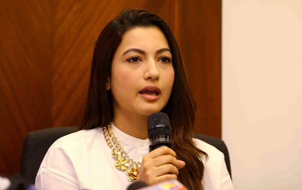 Gauhar Khan giving her statement on the physical attack and molestation attempt on her, in Mumbai.