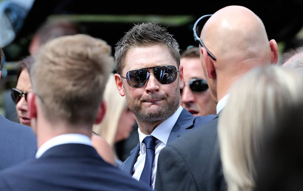 Australia Cricket captain Michael Clarke attends the funeral of Australian cricketer Phil Hughes in Macksville, Australia.