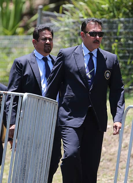 Ravi Shastri arrives for the funeral of Australian cricketer Phil Hughes in Macksville, Australia.