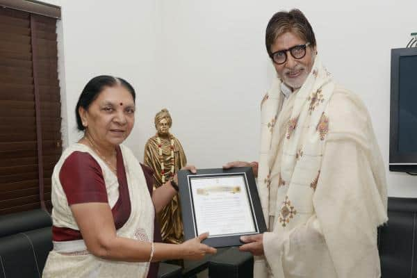 Amitabh Bachchan ‏:- T 1694 - @anandibenpatel  CM Gujarat and her commendation to me .. grateful and in immense admiration ..  -twitter