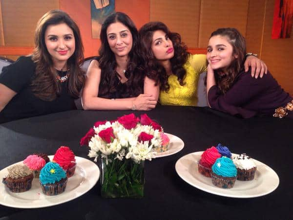 priyanka chopra :- Wonderful evening with wonderful ladies.Tabu @ParineetiChopra @aliaa08.Thk you @RajeevMasand for such a fun interview   -twitter