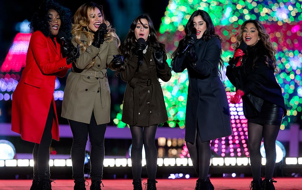 Fifth Harmony performs during the National Christmas Tree lighting ceremony at the Ellipse near the White House in Washington.