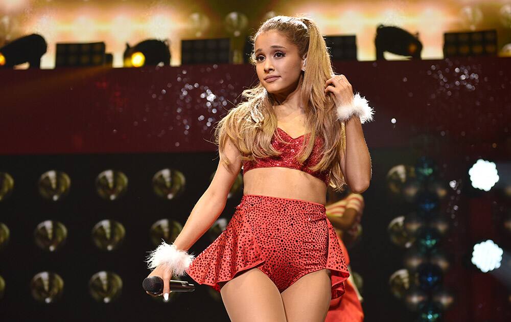 Ariana Grande performs at the KIIS FM's Jingle Ball at the Staples Center, in Los Angeles.