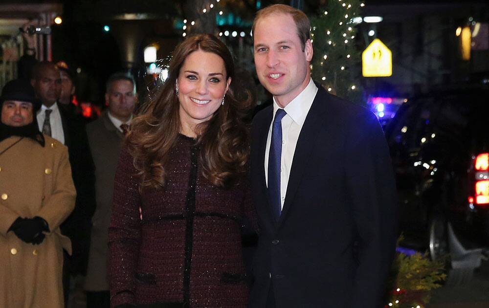 Kate, Duchess of Cambridge and Britain's Prince William arrive at The Carlyle Hotel, in New York. They have a full schedule of events in New York, including a visit to the National Sept. 11 Memorial and Museum and an NBA basketball game between the Brooklyn Nets and the Cleveland Cavaliers.