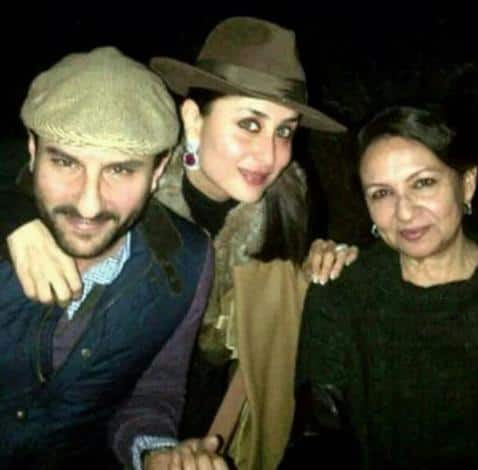 Kareena Kapoor Khan :- New, Kareena clicked with Saif and her mother in law last night. We're wishing A very Happy Birthday to Sharmila Ji. -twitter