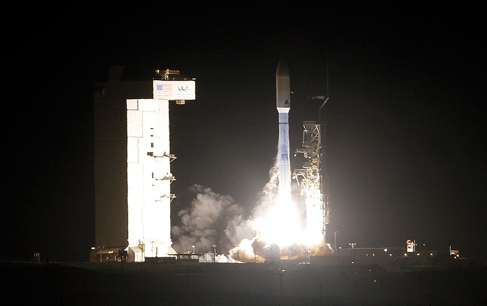 United Launch Alliance Atlas V rocket carrying a National Reconnaissance Office satellite launches from Space Launch Complex-3 at Vandenberg Air Force Base.