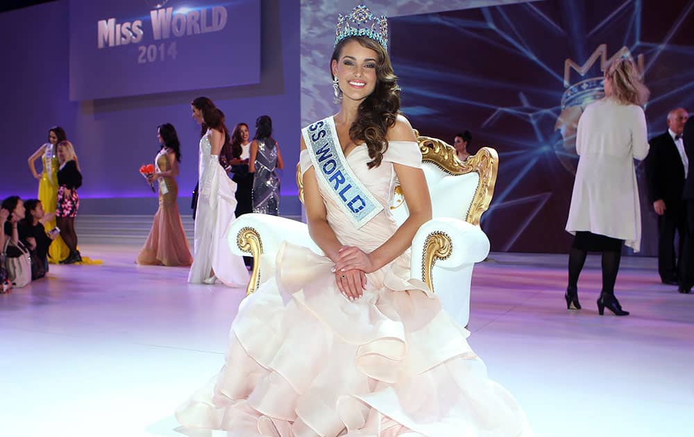Miss South Africa, Rolene Strauss, is crowned Miss World 2014 at the final, on stage at the Excel centre in east London.