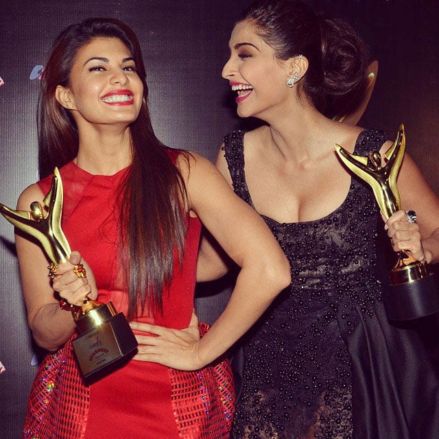 Jacqueline Fernandez -: Colored this pretty pic of the beauties @Asli_Jacqueline @sonamakapoor May God bless this friendship @_MySalmanKhan -instagram