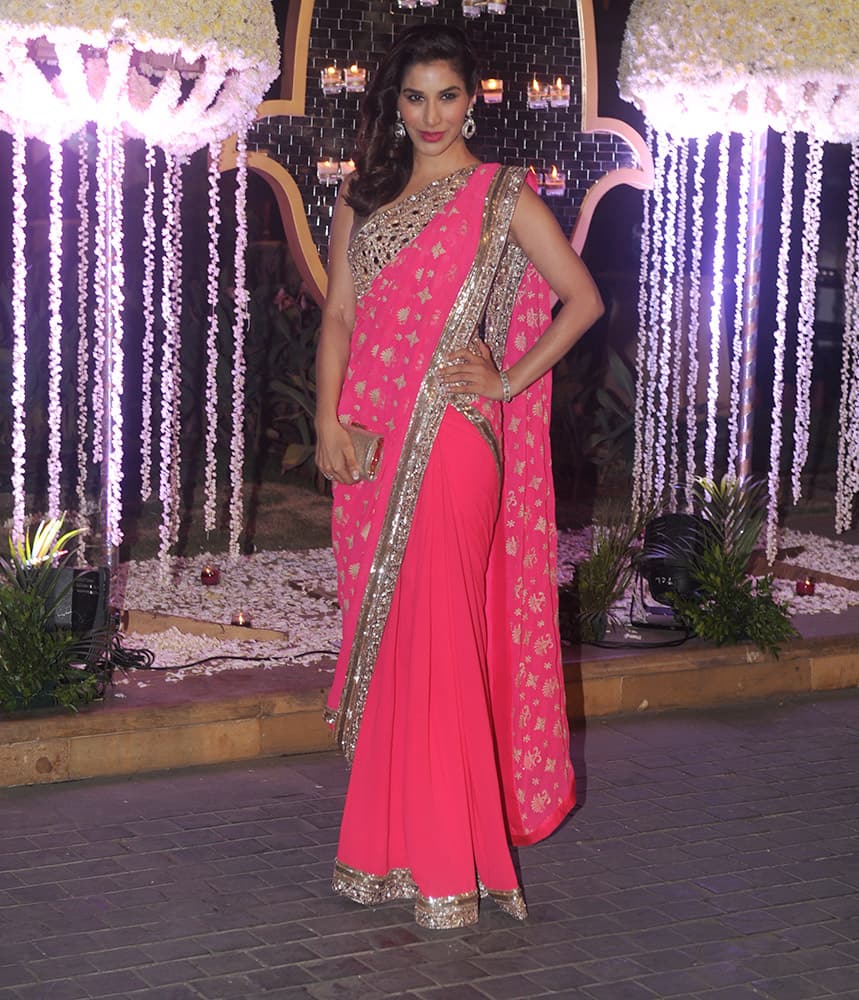 Sophie Chaudhary during Riddhi Malhotra and Tejas Talwalkar marriage reception in Mumbai.- dna