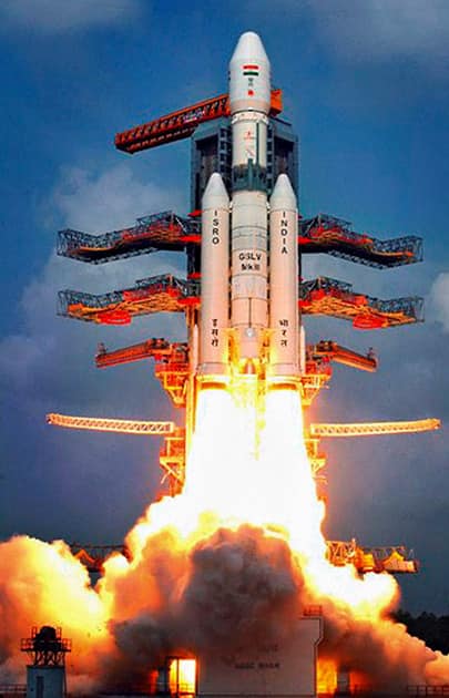 Indian Space Research Organisation’s Geosynchronous Satellite Launch Vehicle (GSLV Mark-III) rocket lifts off carrying CARE (Crew Module Atmospheeric Re-entry Experiment) from the east coast island of Sriharikota.