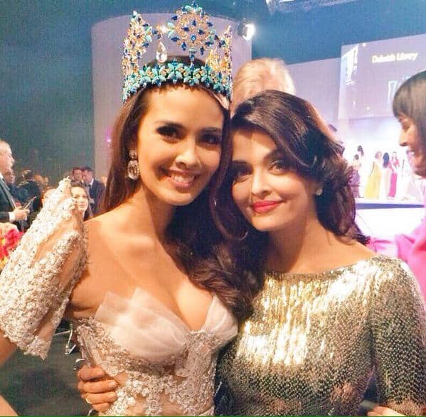 Aishwarya Rai :- Miss World 2013 @meganbata with Miss World 1994 Aishwarya Rai -twitter