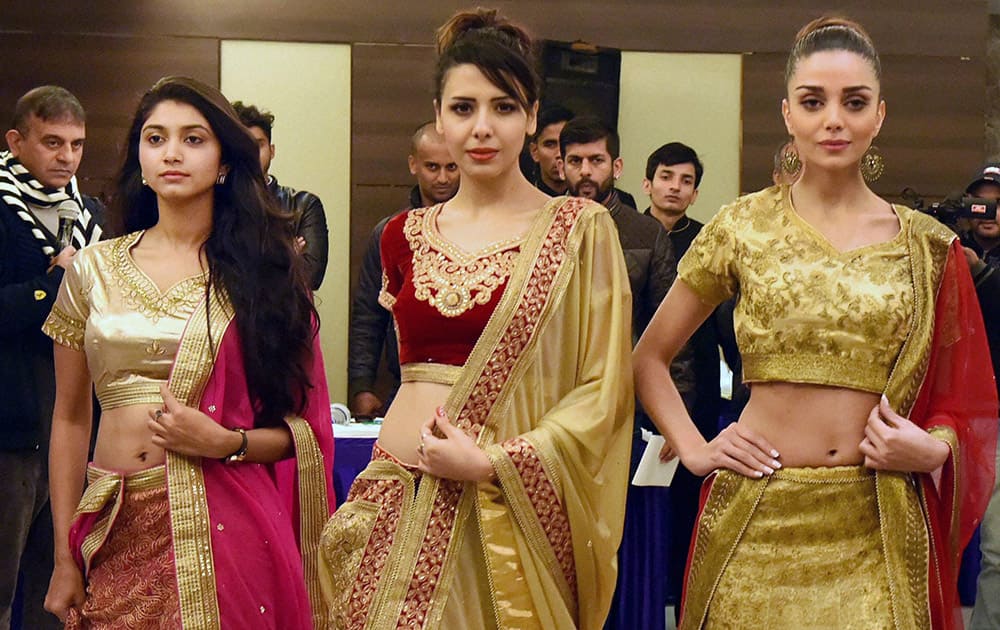 Models during a fashion show in Lucknow.