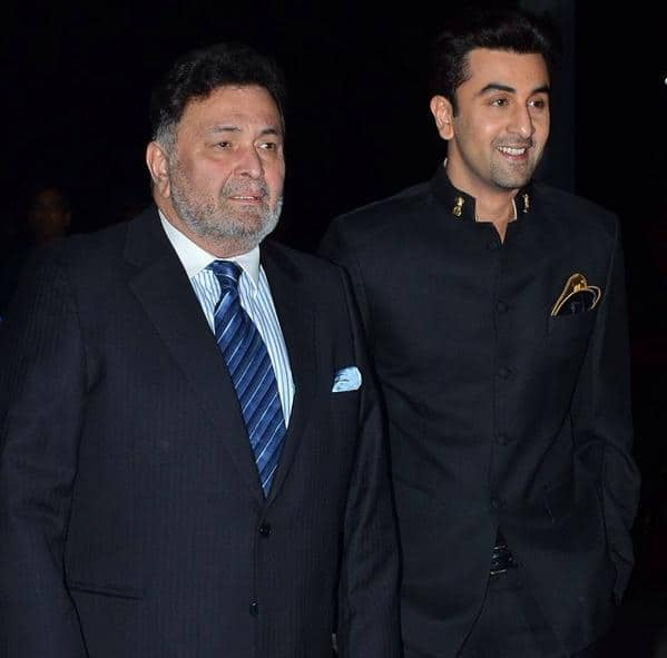 Ranbir and Rishi Kapoor at Shirin Morani & Uday Singh's wedding reception. -twitter