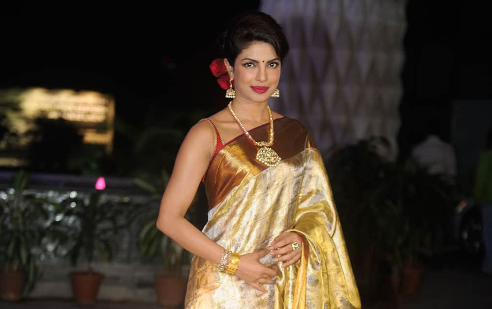 Priyanka Chopra during the Shirin Morani and Udhay Ali's marriage reception in Mumbai. -dna