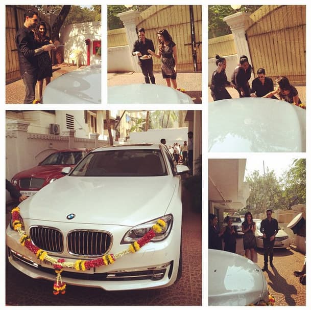 sunnyleone:- Santa Daniel Weber gifted me a new car for Mumbai!! We blessed it this morning @dirrty99 @danielweber99 - Instagram