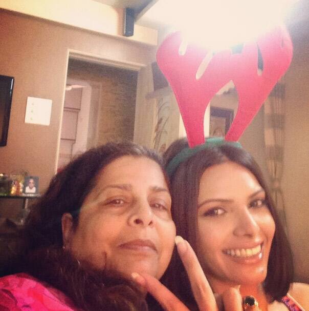 sherlynchopra:- With my Santa Maa :)- Instagram