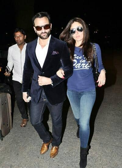 Kareena Kapoor Khan :- Kareena and Saif were spotted at Airport as they were heading to Gstaad - Twitter