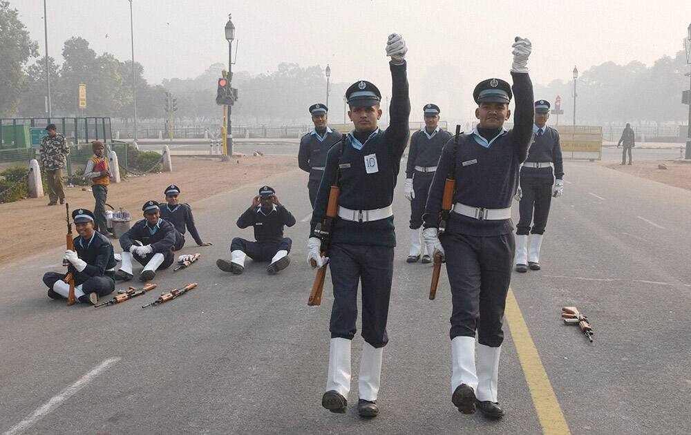 Air Force cadets during the Republic day rehersals.