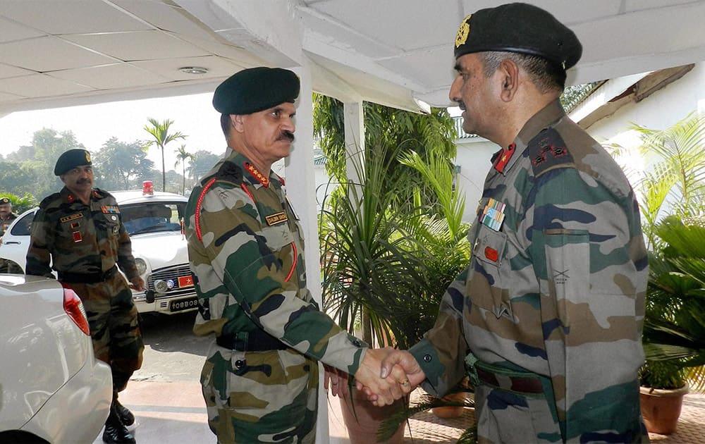 Chief of the Army Staff General Dalbir Singh Suhag arrives to review the situation in Assam after the attacks by National Democratic Front of Bodoland militants, in Guwahati.