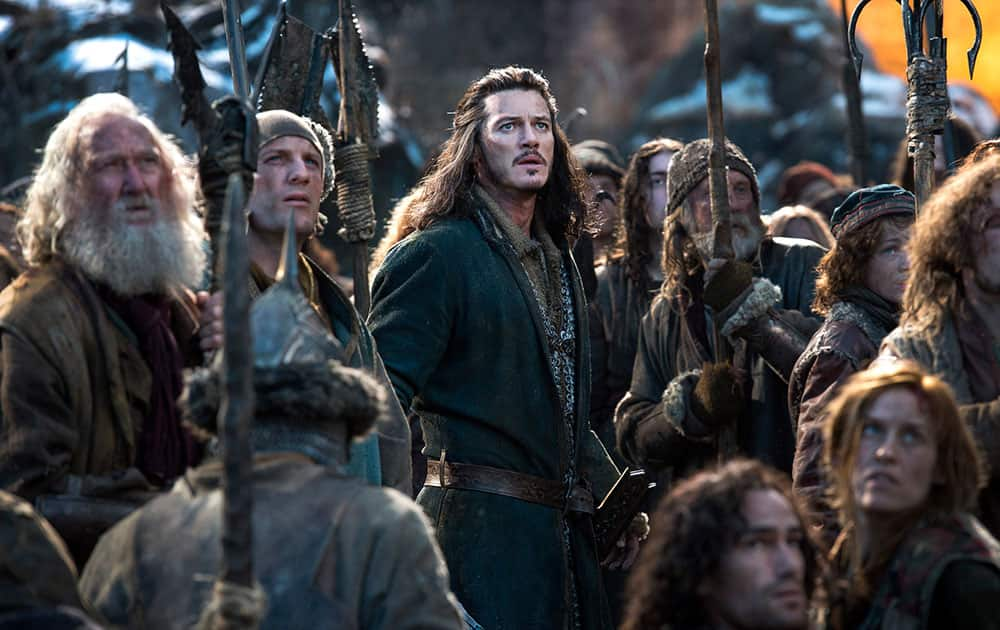 This photo provided by Warner Bros. Entertainment shows Luke Evans, as Bard in the fantasy adventure 'The Hobbit: The Battle of the Five Armies,' a production of New Line Cinema and Metro-Goldwyn-Mayer Pictures (MGM), releases by Warner Bros. Pictures and MGM.