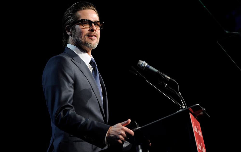 Brad Pitt presents the breakthrough performance award - actor at the 26th annual Palm Springs International Film Festival Awards Gala.