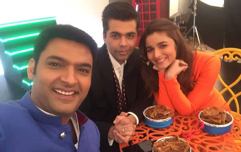 Kapil Sharma :- Pranthas in lunch ;) .. Any guess Whr v r ? @karanjohar @aliaa08 -twitter