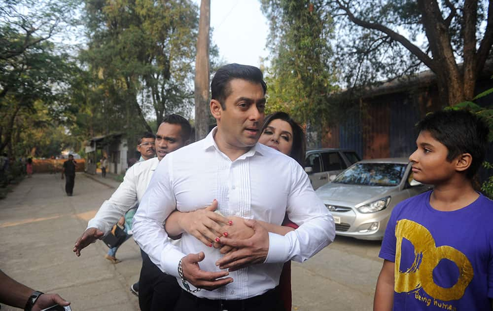 Salman Khan and Farah Khan after the press conference held to announce Bigg Boss Halla Bol in Mumbai. -dna