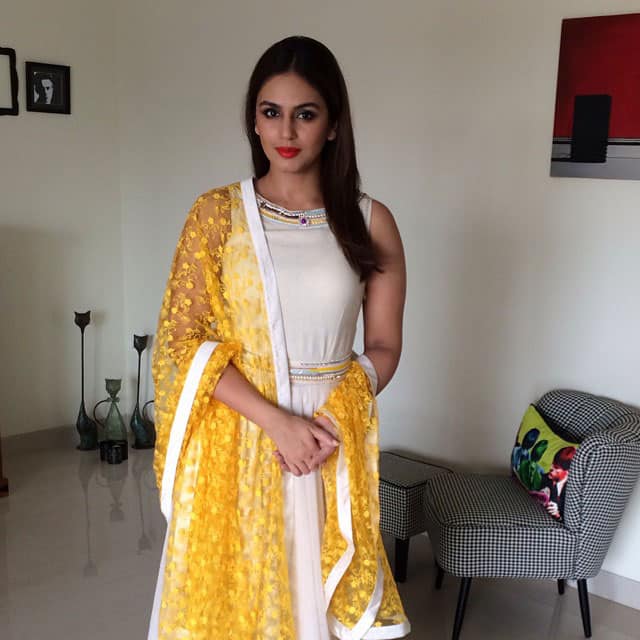 Huma Qureshi :- Everyone say hello to @varun_bahl the man behind all my fave clothes .. Now also trending on insta .. #yellow#sunshine #gorgeous #love #heart -instagram