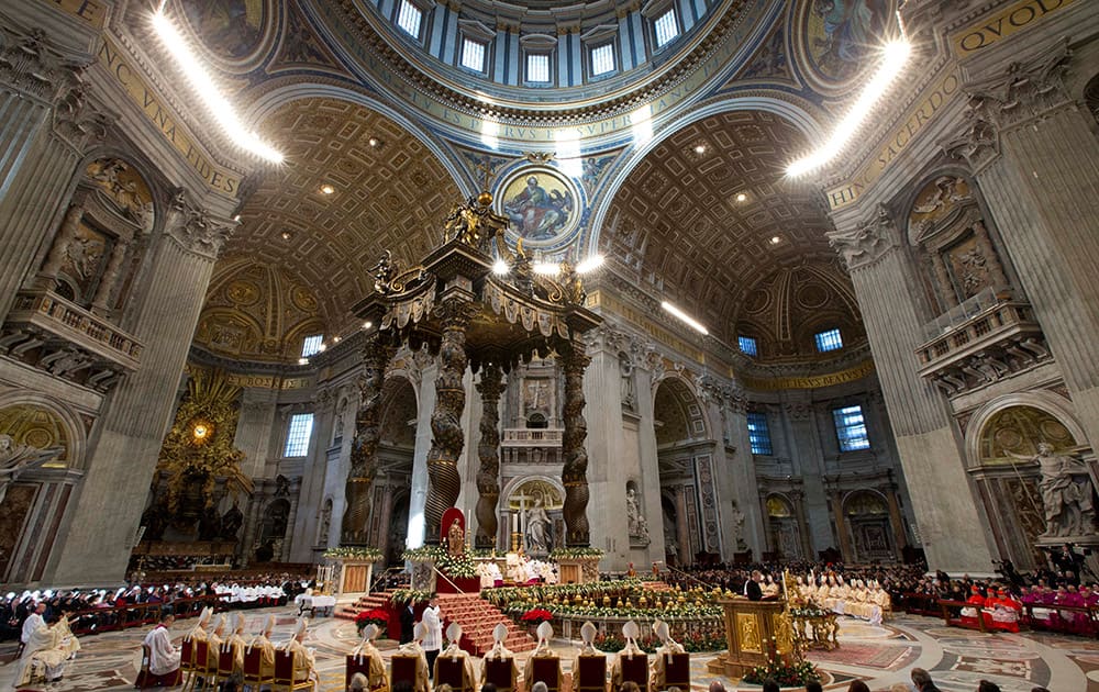 Pope Francis celebrates a Mass in St. Peter's Basilica, at the Vatican, to mark Epiphany. The Epiphany day, is a joyous day for Catholics in which they recall the journey of the Three Kings, or Magi, to pay homage to Baby Jesus. 